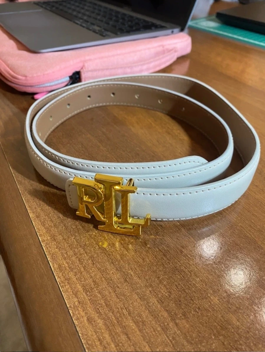 ceinture crème ralph lauren avec plaque dorée magnifique – photo 2
